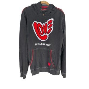 Bass By Ron Bass Black Love Hooded Sweatshirt 100 % Cotton  Size XL